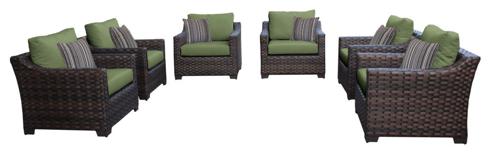 kathy ireland River Brook 6 Piece Wicker Patio Furniture Set, Forest