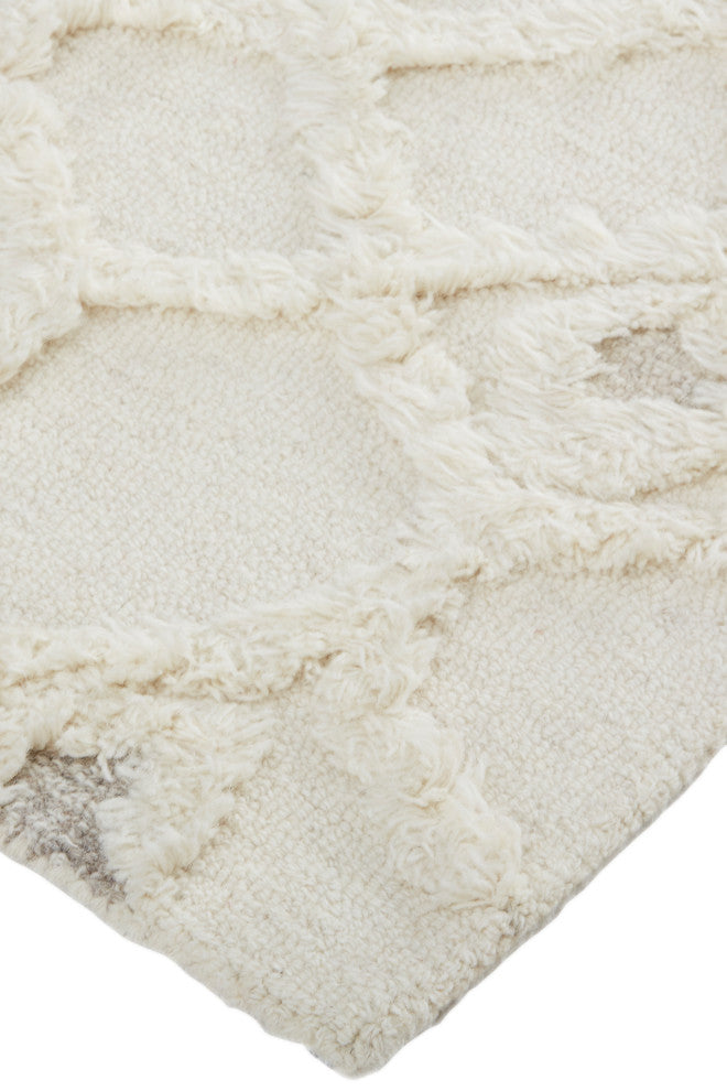 Weave & Wander Elika Wool Rug, Ivory/Taupe/Tan, Ivory, 2ft x 3ft Rug