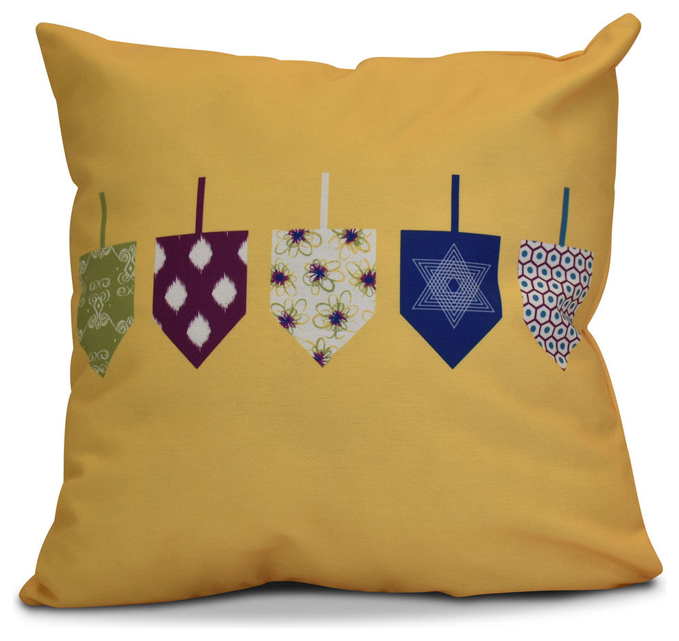 Decorative Holiday Pillow Geometric, Yellow, 18"x18"