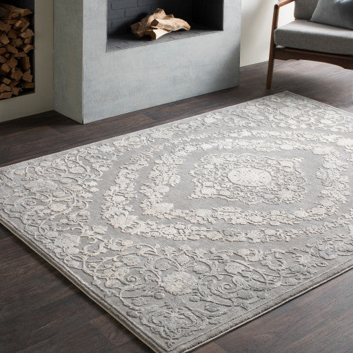Surya Tibetan TBT-2301 9'x12'4" Rug, Medium Gray/Cream/Khaki