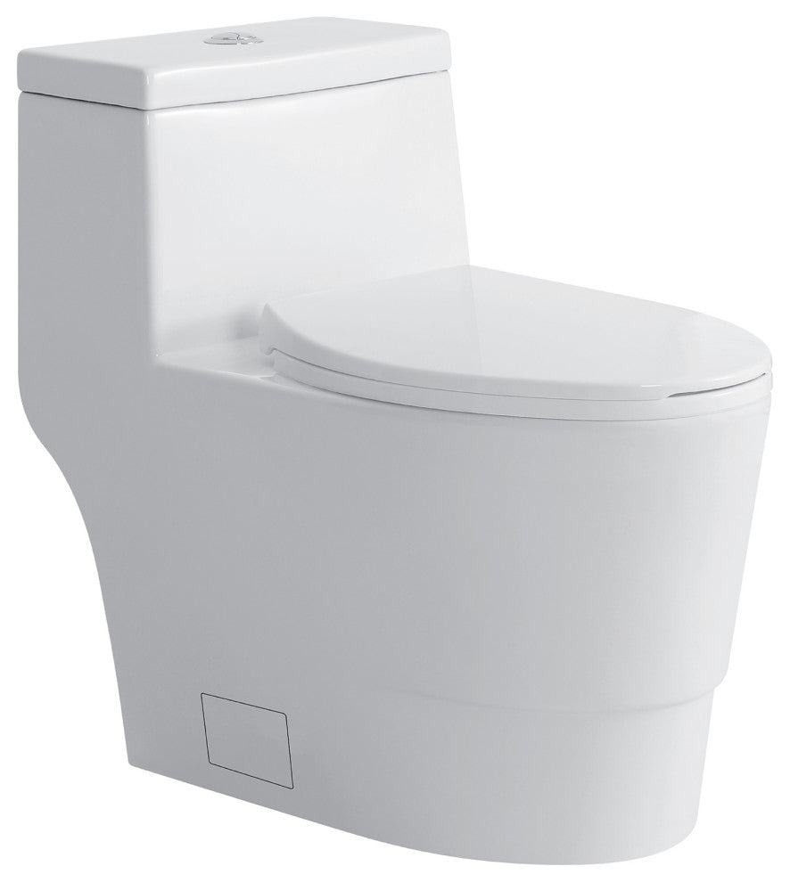Fine Fixtures Modern Dual Flush Elongated One-Piece Toilet, Seat Included