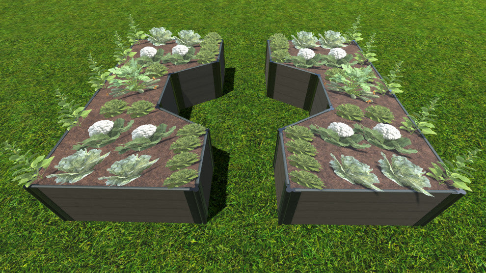 Weathered Wood Walk-Through Hexagon Center Path' 8'x10'x22" Raised Garden