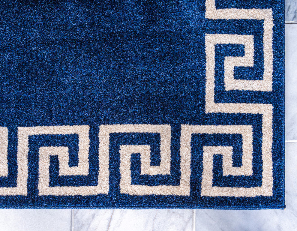 Unique Loom Navy Blue Athens Modern 5' 0 x 8' 0 Area Rug