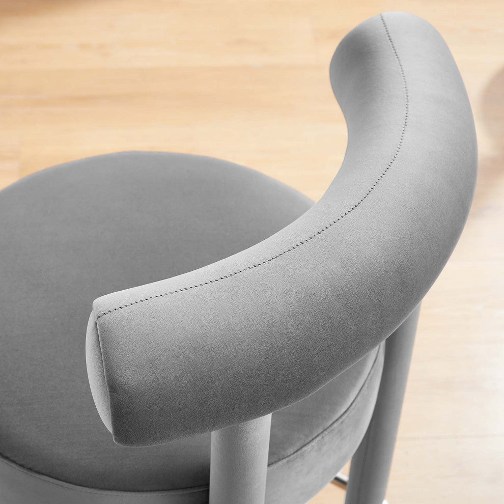 Toulouse Performance Velvet Counter Stool - Gray Silver
