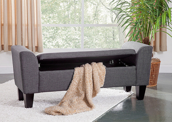 Claire Upholstered Flip Top Storage Bench by Grafton Home, Oscar Gunmetal Charcoal Grey