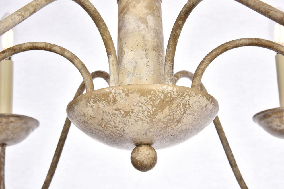 Elegant Lighting LD6007D35 Merritt 6 Light 35"W Taper Candle - Weathered Dove