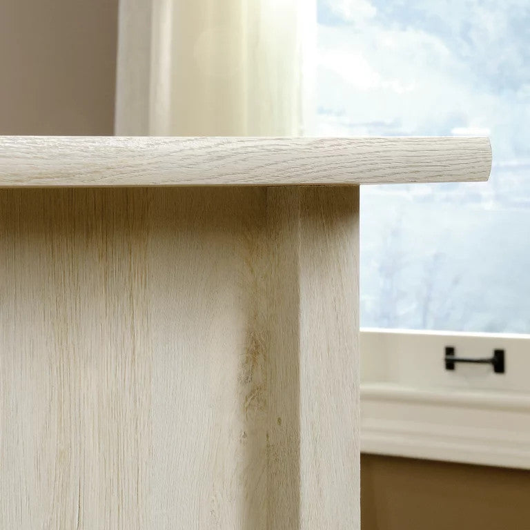 Farmhouse Desk, Wooden Top With Storage Drawers & Pull Handles, Chalked Chesnut