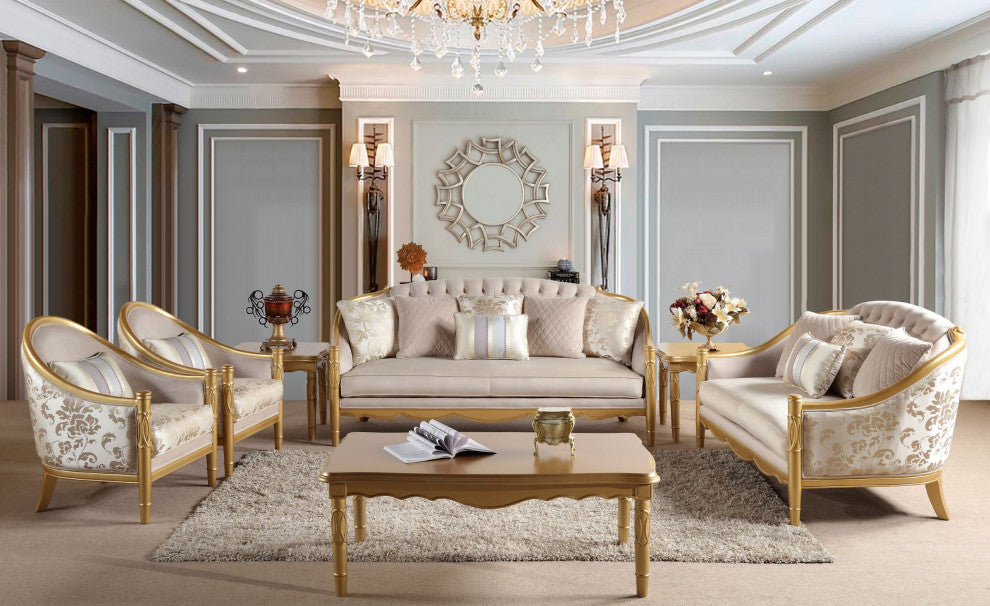 Infinity Cream Upholstered 6-Piece Living Room Set