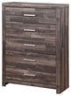 Benzara BM251269 Chest With Rough Hewn Saw Texture and Panel Base, Rustic Gray
