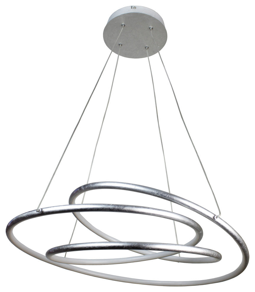 Circular Knot Integrated LED 52-Watt Pendant, Silver Foil