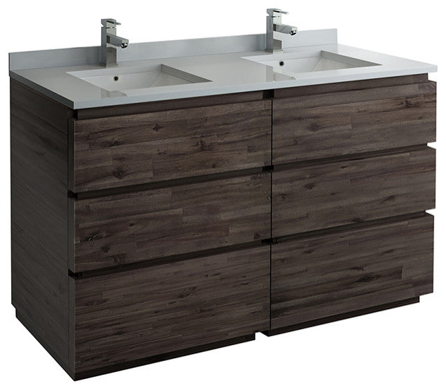 Formosa Floor Standing Double Sink Modern Bathroom Cabinet, 58"
