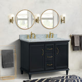 49" Double Vanity, Dark Gray Finish With White Carrara And Rectangle Sink