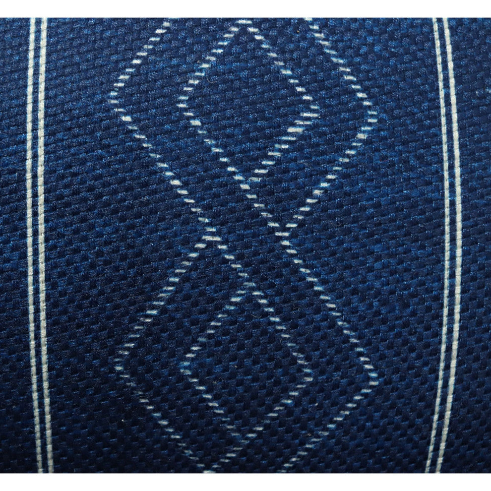 Navy Blue Machine Woven with Tassels Frawley Throw Pillow, 16" x 26"