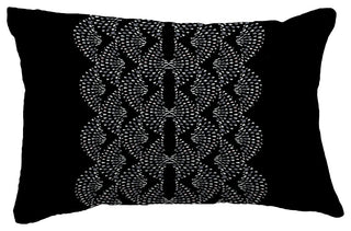 Dotted Focus Geometric Print Throw Pillow With Linen Texture, Black, 14"x20"