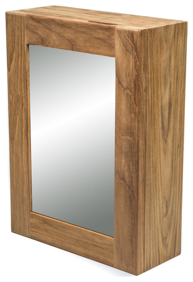 Traditional Solid Teak Hanging Mirrored Medicine Cabinet