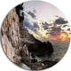 Adiratic Sunset, Landscape Photography Round Metal Wall Art, 36"
