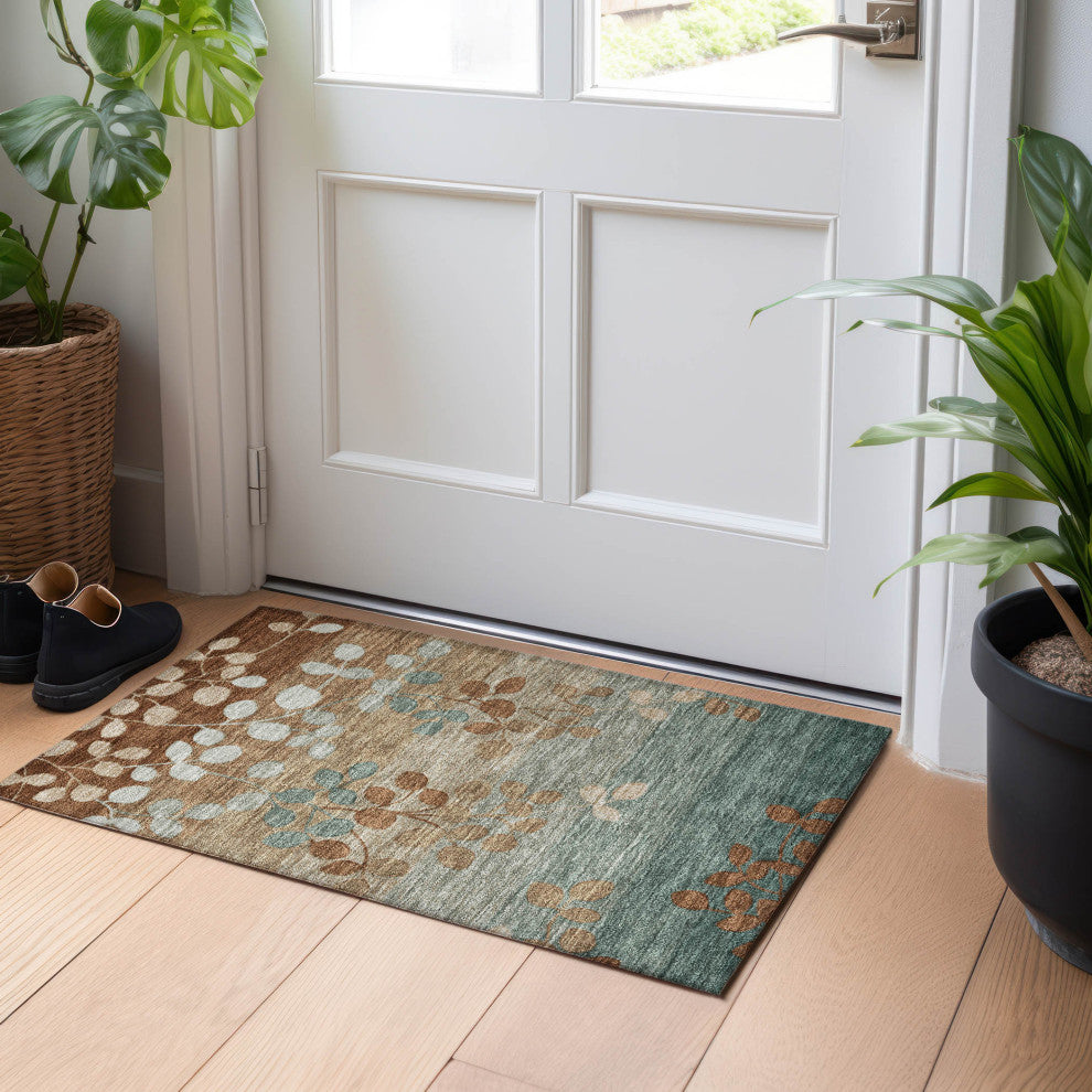 Machine Washable Indoor/Outdoor Chantille ACN1900 Mocha 1'8" x 2'6" Rug