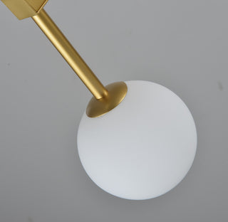 Gold Frame, Milk White Glass Globe Shades Light Fixture