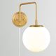 Plug-in Brass Wall Sconce Opal Globe Glass Modern Wall Sconce