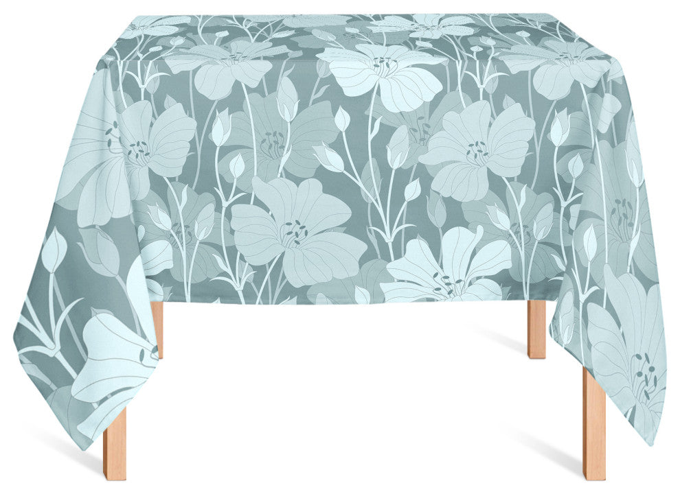Floral Blooms Teal 2 58x58 Tablecloth
