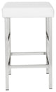 26" Chrome Backless Stool With White Fabric