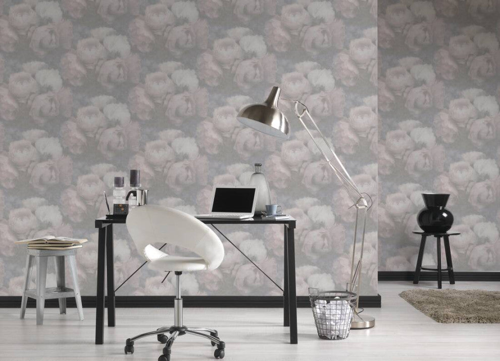 Floral Textured Wallpaper Featuring Peonies, 373923