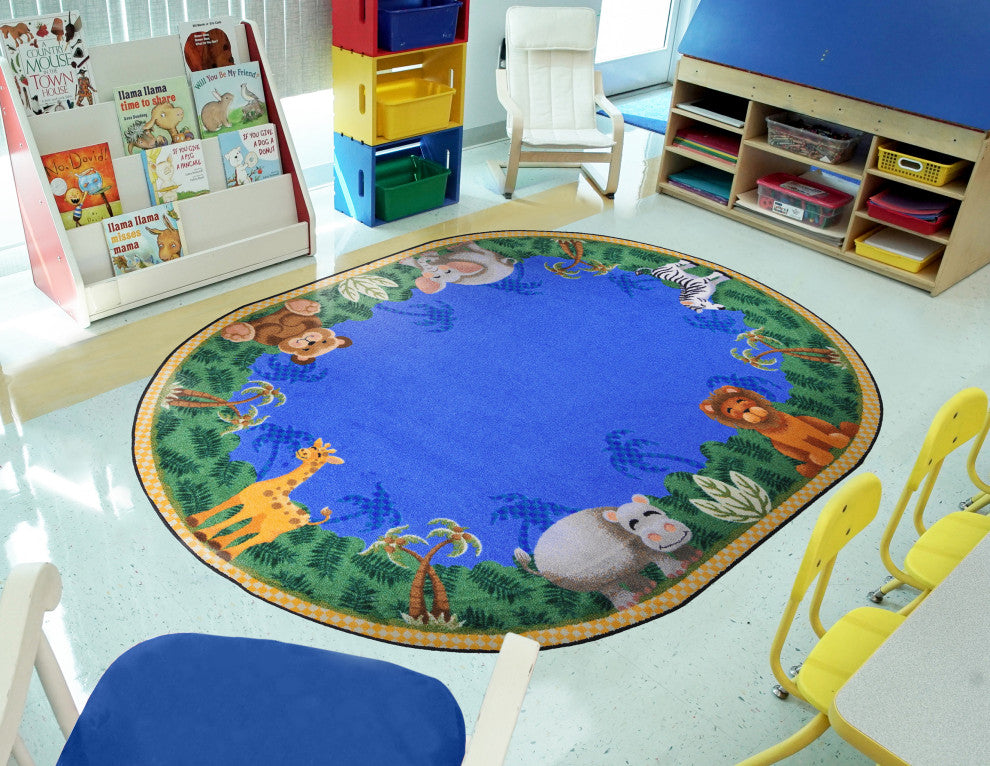Kid Essentials Rug, Jungle Friends, 5'4"x7'8" Oval