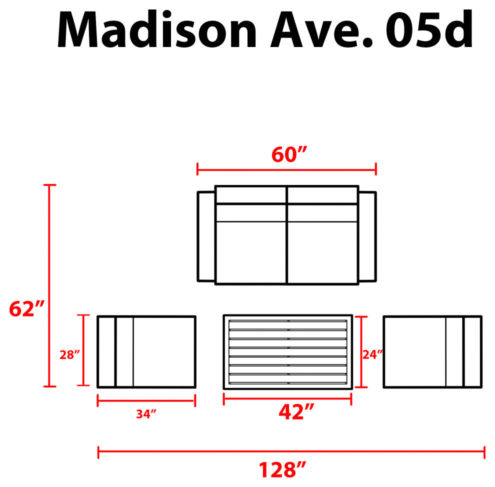 kathy ireland Madison Ave. 5 Piece Aluminum Patio Furniture Set 05d, Almond
