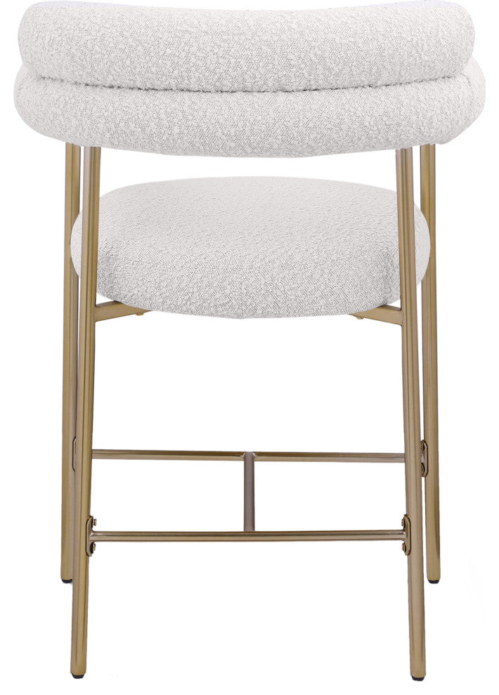 Blake Boucle Fabric Upholstered Counter Stool, Set of 2, Cream, Brushed Finish