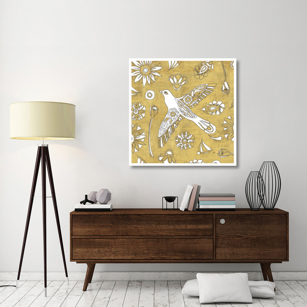 "Color my World Nordic Woodcut I Gold" Paper Print by Daphne Brissonnet, 42"x42"