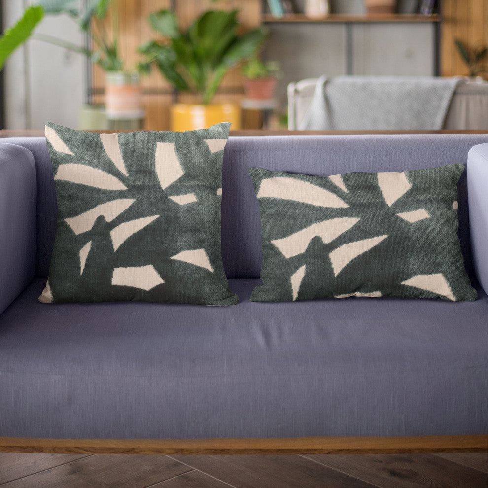 Plutus Green Palm Floral Luxury Throw Pillow, 24"x24"