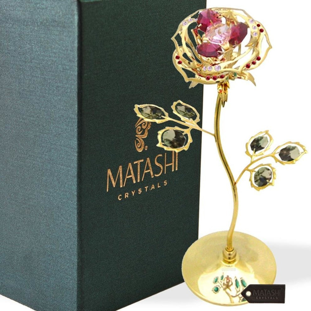 24K Gold Plated Rose Flower Tabletop Ornament