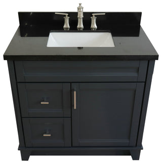 37" Single Sink Vanity, Dark Gray Finish With Black Galaxy Granite
