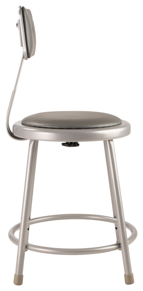 NPS 18"Heavy Duty Vinyl Padded Steel Stool With Backrest, Grey