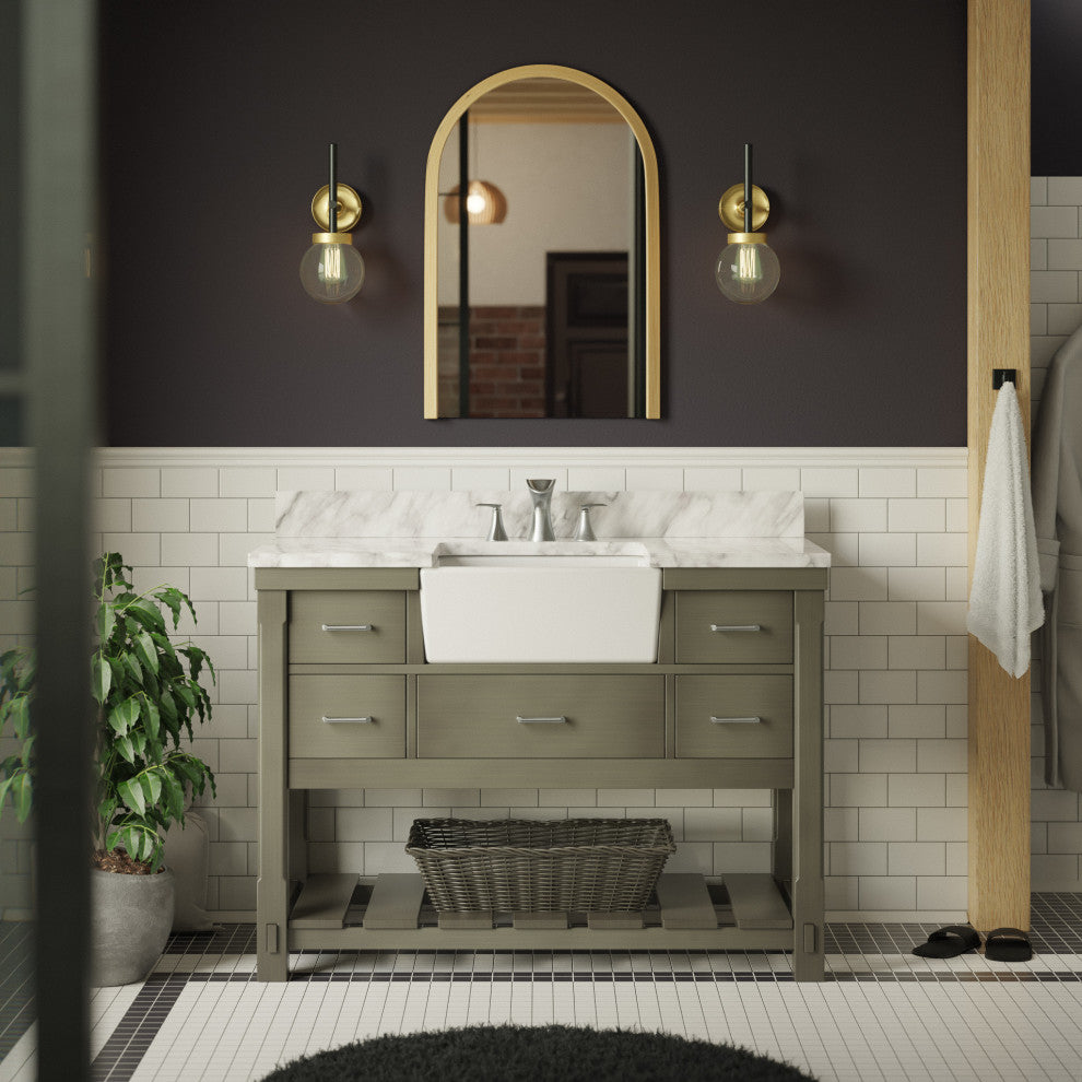 Charlotte 48" Bathroom Vanity, Weathered Gray, Carrara Marble