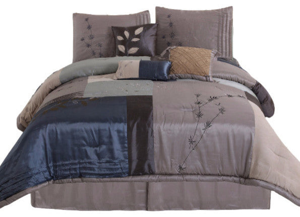 Back to Nature Comforter Set, Blue, Cal King, 7-Pc