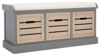 Safavieh Briar 3 Drawer Storage Bench, Distressed Grey/Sand