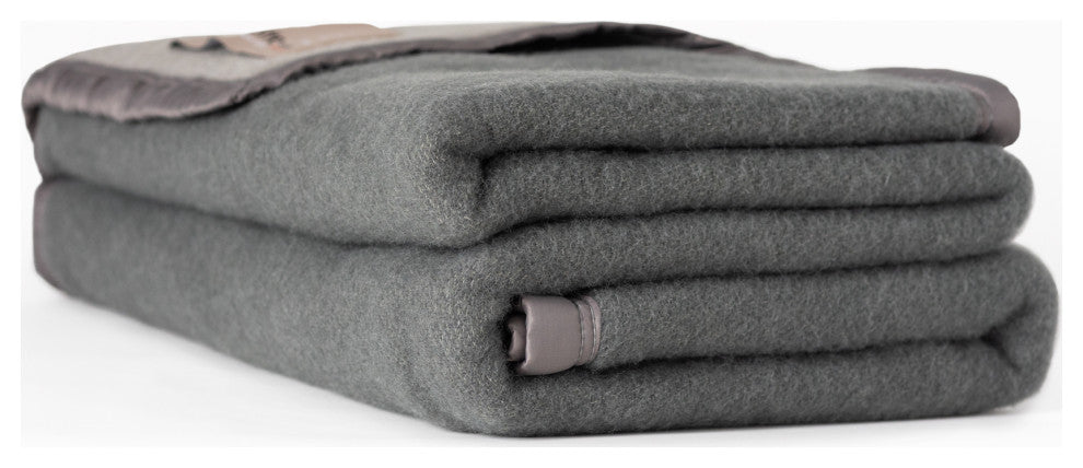 Aubisque 100% Wool Blanket, 500Gsm 33 Microns, Gray, Queen