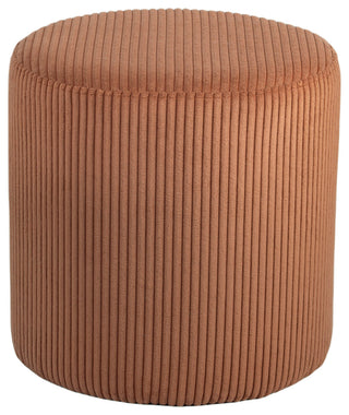 Roy Microsuede Fabric Upholsetered Ottoman/Stool, Cognac, Round