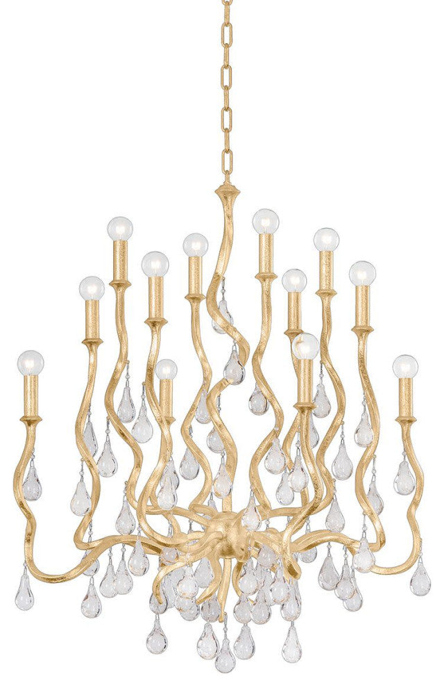 Corbett Lighting 414-34 Aveline 12 Light 34"W Crystal Candle - Gold Leaf
