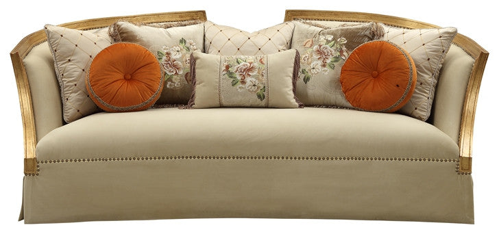 ACME Daesha Sofa in Antique Gold Wood Trim