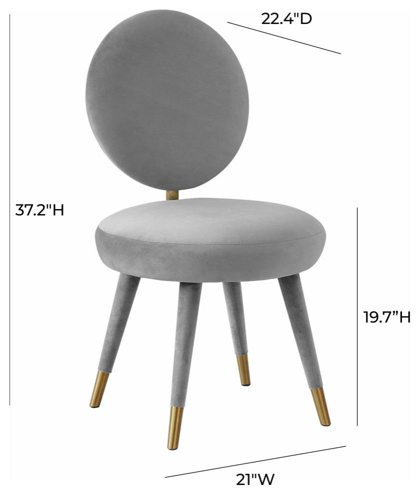 Kylie Light Gray Velvet Dining Chair, Light Gray