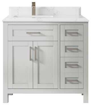 Cambridge 36 Left Offset Bath Vanity in Coventry Gray 1.5" Empira Quartz