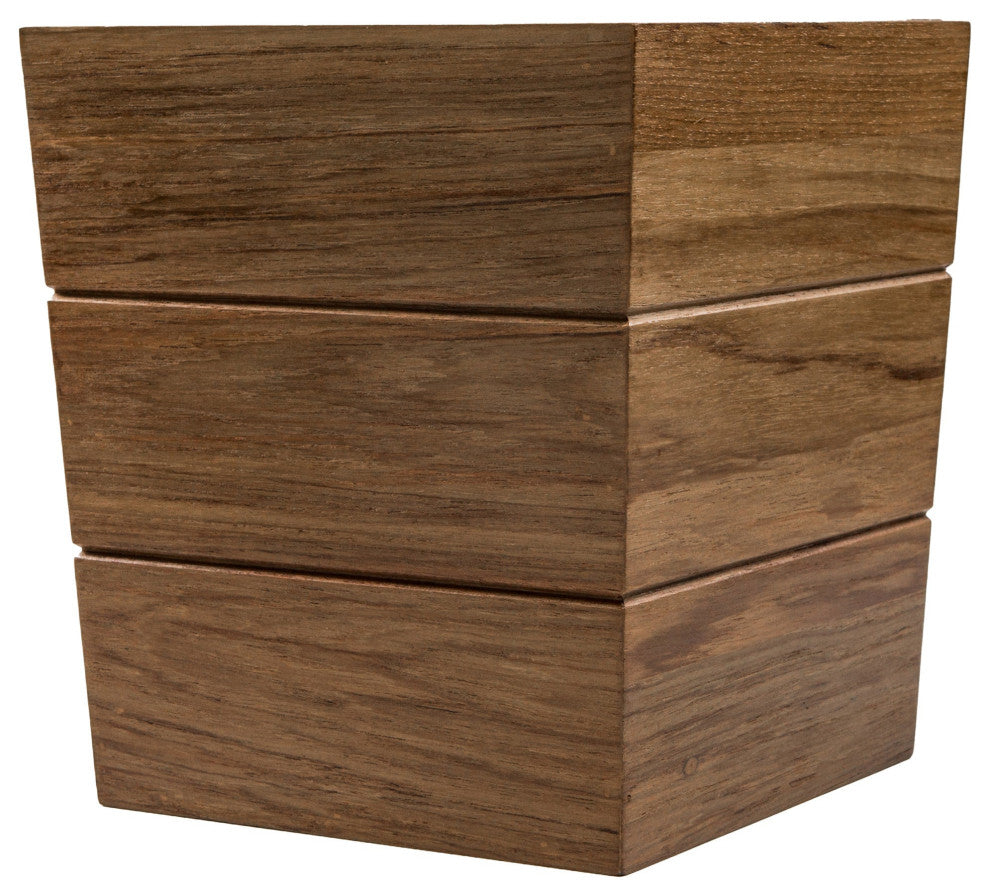12" Traditional Solid Teak Large Waste Basket