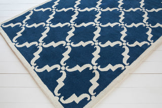 Davin Contemporary Area Rug, Navy Blue and White, 5'x7'