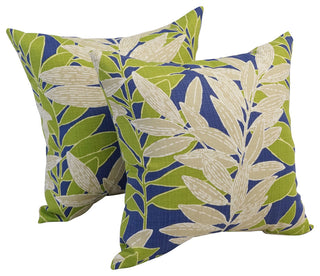 17" Square Polyester Outdoor Throw Pillows, Set of 4, Eastbluff Cobalt