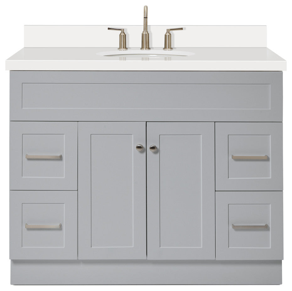 Ariel Hamlet 43" Oval Sink Bath Vanity, 1.5" White Quartz