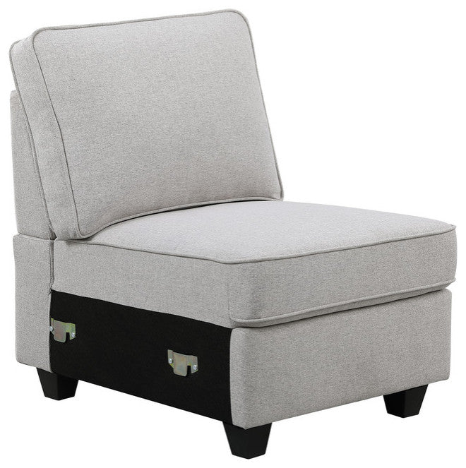 Leo Light Gray Linen 7Pc Modular L-Shape Sectional Chaise, Ottoman, 89121-14