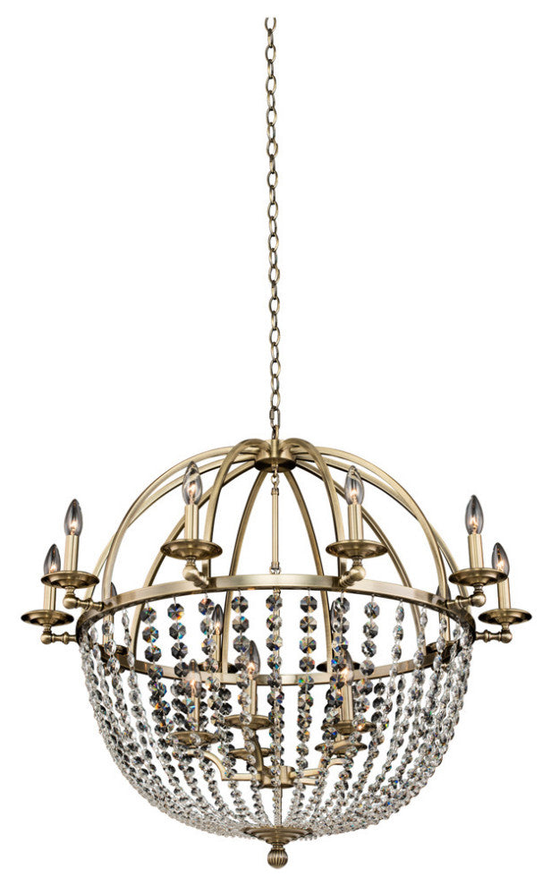 Pendolo 37x33" 15-Light Transitional Chandelier, Brushed Champagne Gold