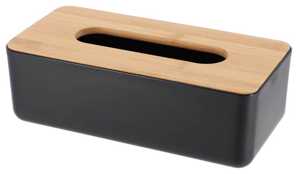 Black Padang Rectangular Tissue Box Cover Dispenser Bamboo